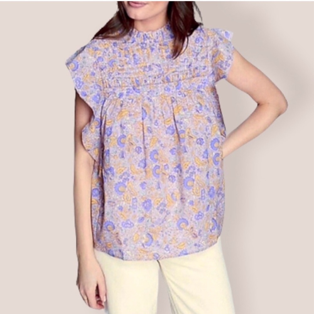 Anthropologie Love The Label Ruffle Josepha Top In Lavender | Size M‎